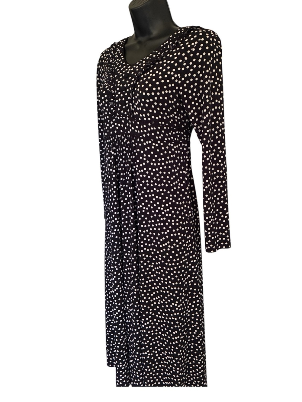 90s 2000s Speechless Goth Grandma Twee Black and White Polka Dot Dress Sz S